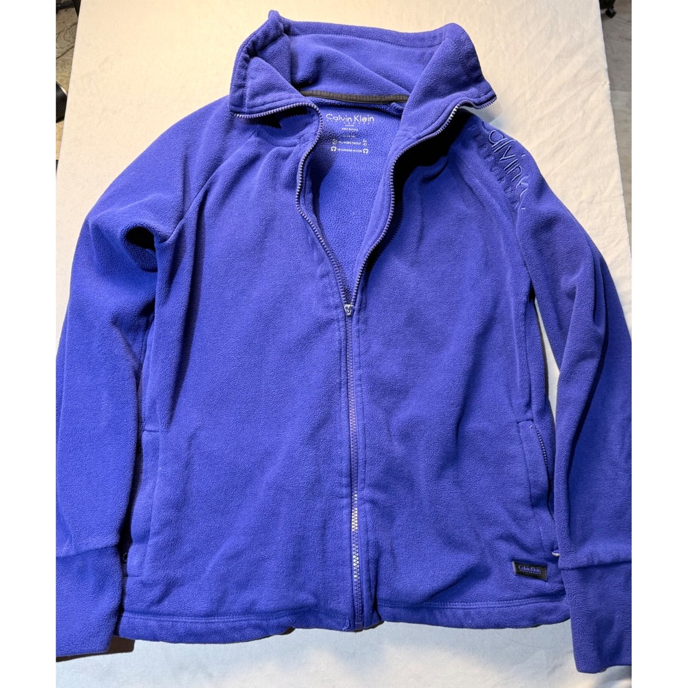 Calvin Klein Performance Womens Purple Fleece Full Zip Jacket Medium Quick Dry